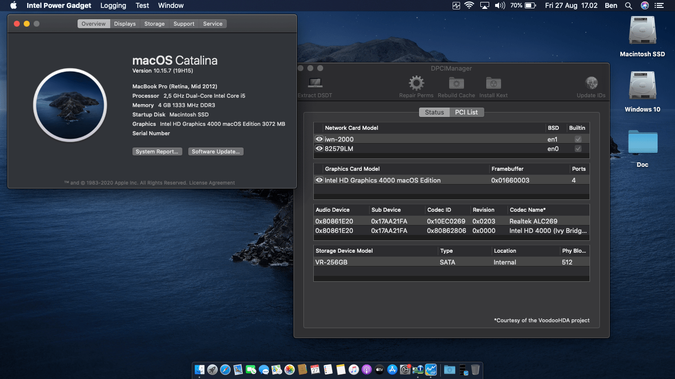 Success Hackintosh macOS Catalina 10.15.7 Build 19H15 at Lenovo Thinkpad X230